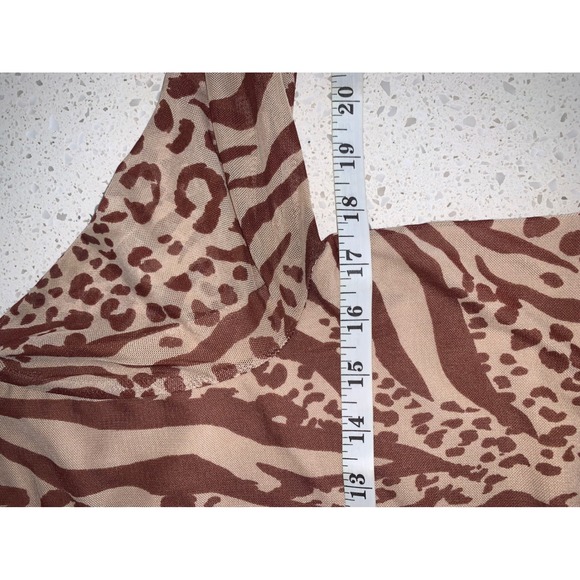 AFRM Mini Babydoll Dress Animal Print‎ Long Sleeve Bronze Tan Small S - Picture 5 of 8